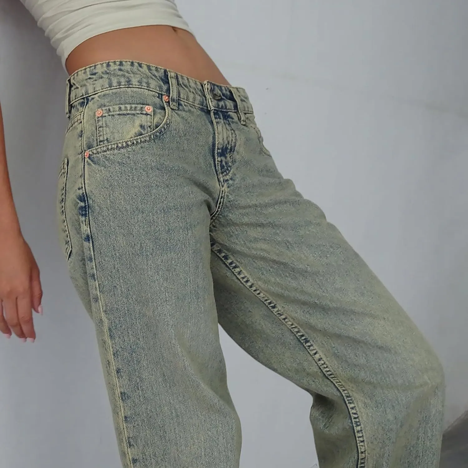 Straight Leg Jeans for Women,High Waisted Wide Leg Loose Microelastic Boyfriend Denim Pants Baggy Jeans Y2K