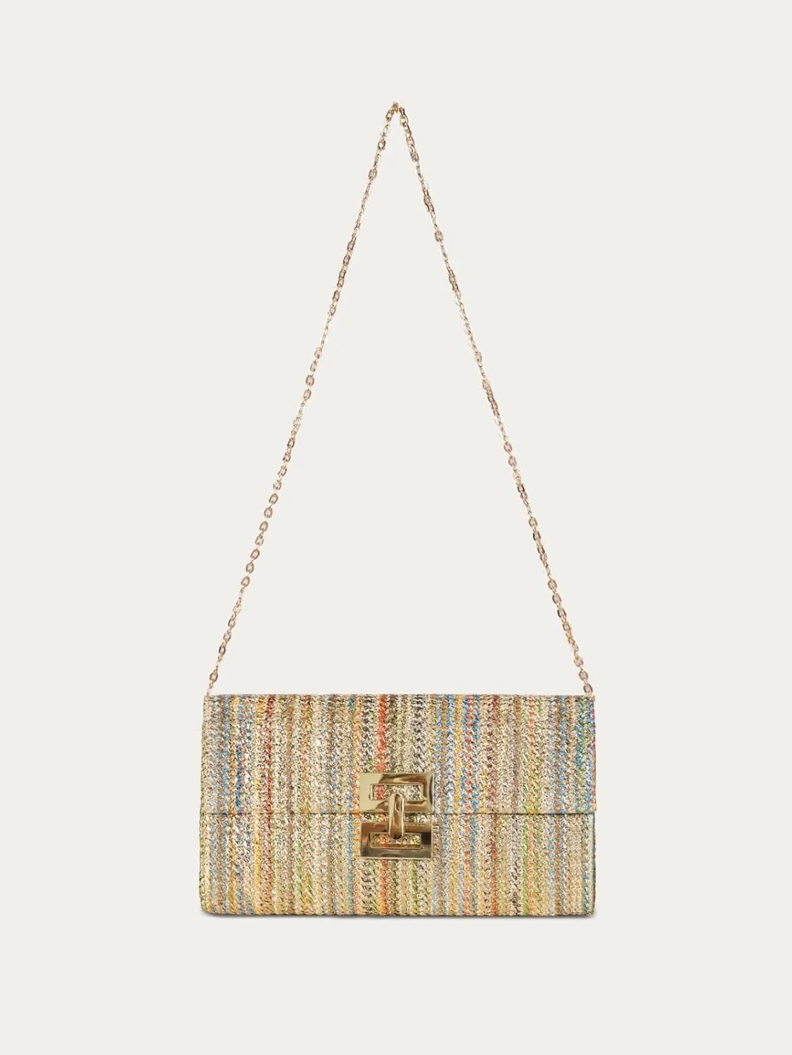 Straw Woven Clutch Purse Women Summer Evening Bag Chain Crossbody Boho Raffia Handbag Elegant Lock Envelope Flap