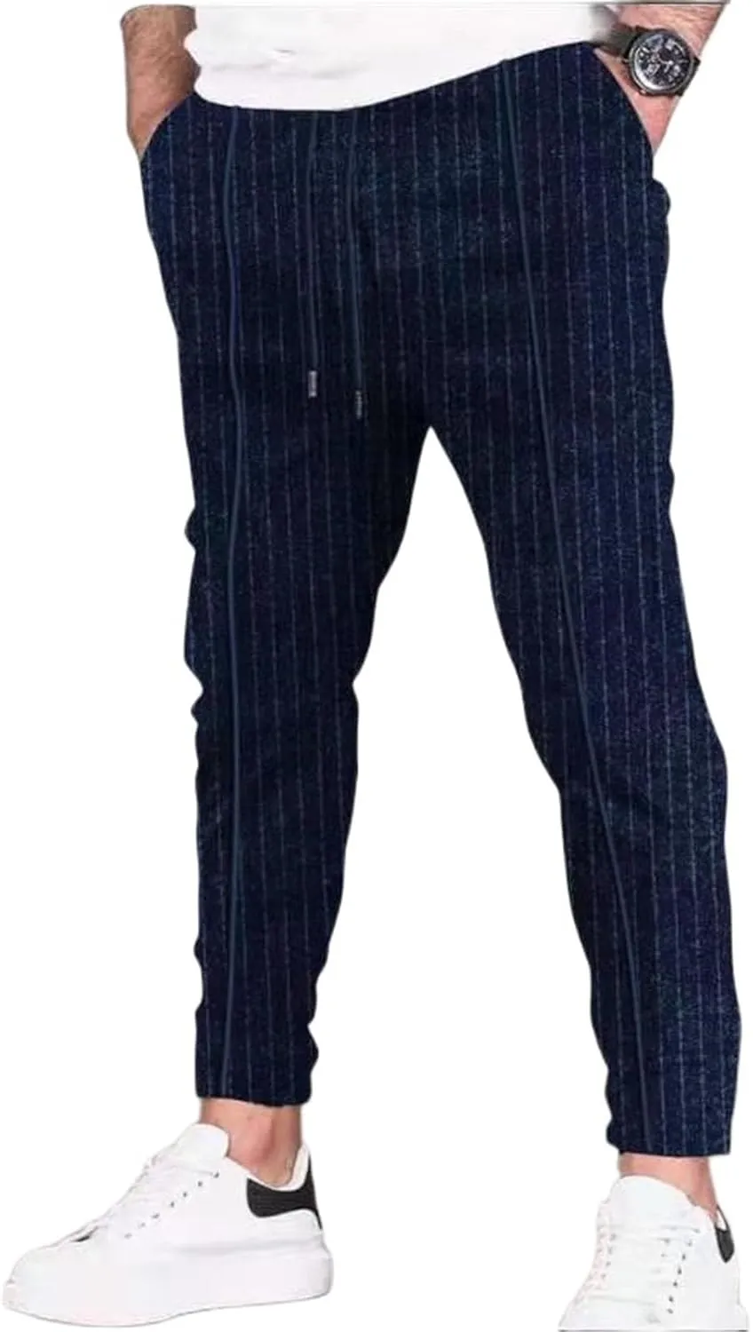 Striped Pants for Men - Mens Skinny Stretch Slim fit Chinos Golf Business Dress Casual Pants