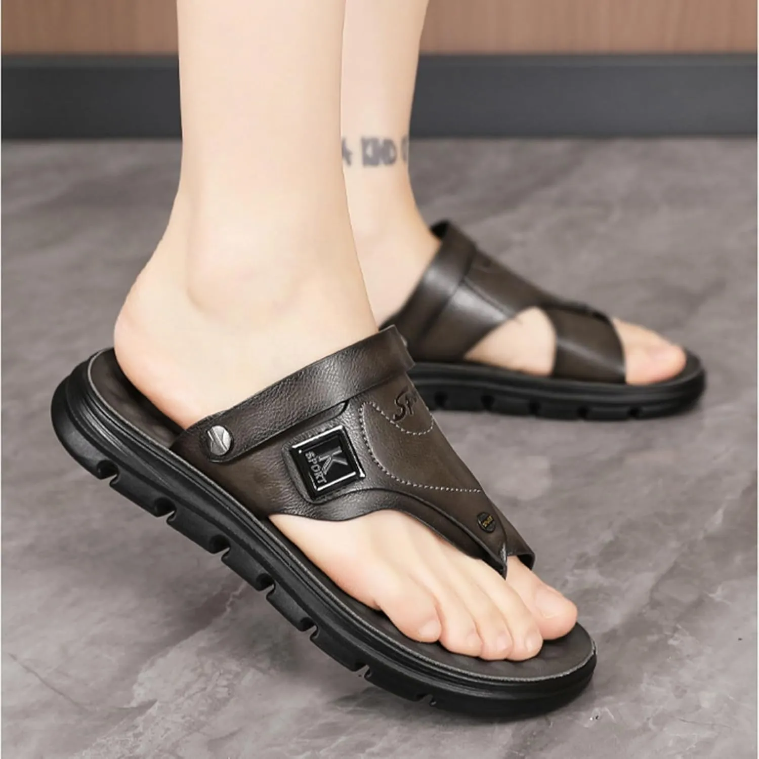 Summer Bunion Orthopedic Sandals For Men,Non-Slip Travel Plantar Fasciitis Slippers,Outdoor Casual Hallux Valgus Flip Flops