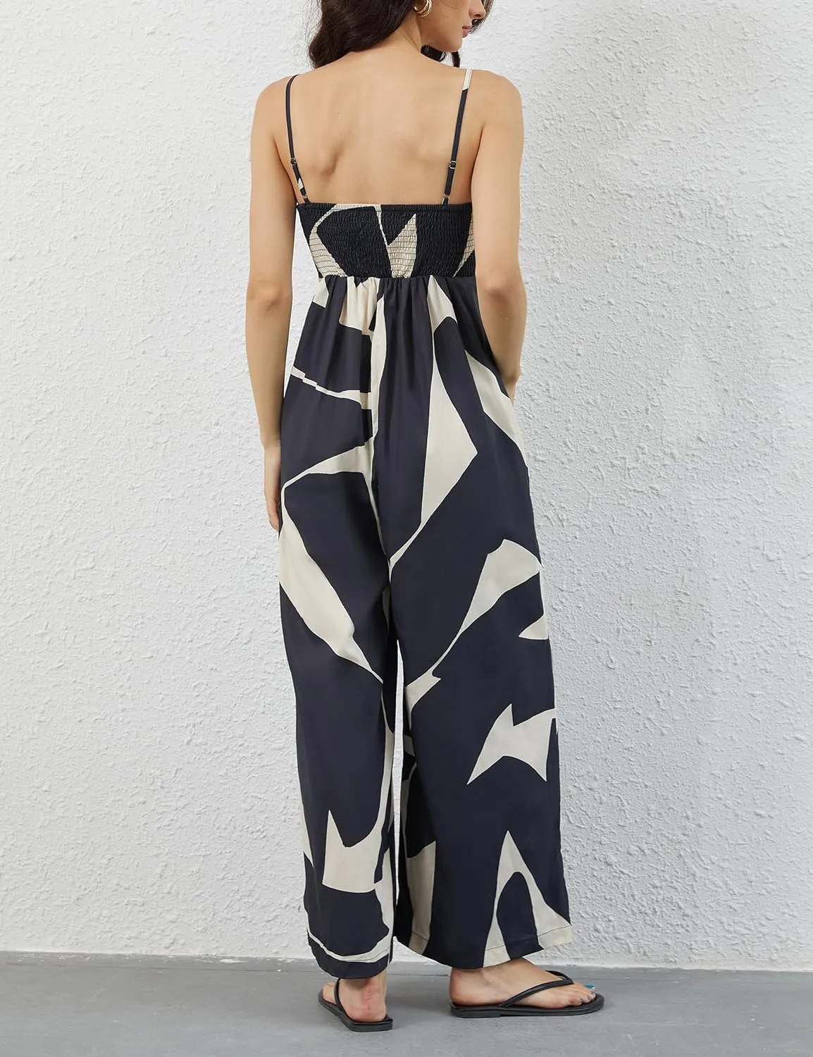 Summer Casual Sleeveless Spaghetti Strap Boho Wide Leg Jumpsuits for Women 2025 Trendy One Piece Outfits Long Rompers
