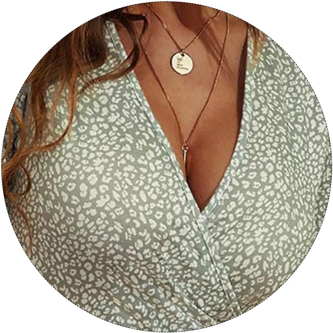 Summer Dresses for Women Boho Sundress V Neck Ruffle Sleeve Mini Dress A Line Sundress Casual Going Out Dresses 2025
