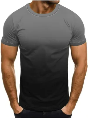 Summer Shirts for Men Mens Summer T-Shirt Running Quick Drying Close Fit Tunic Short Sleeved Round Neck Plain Tops