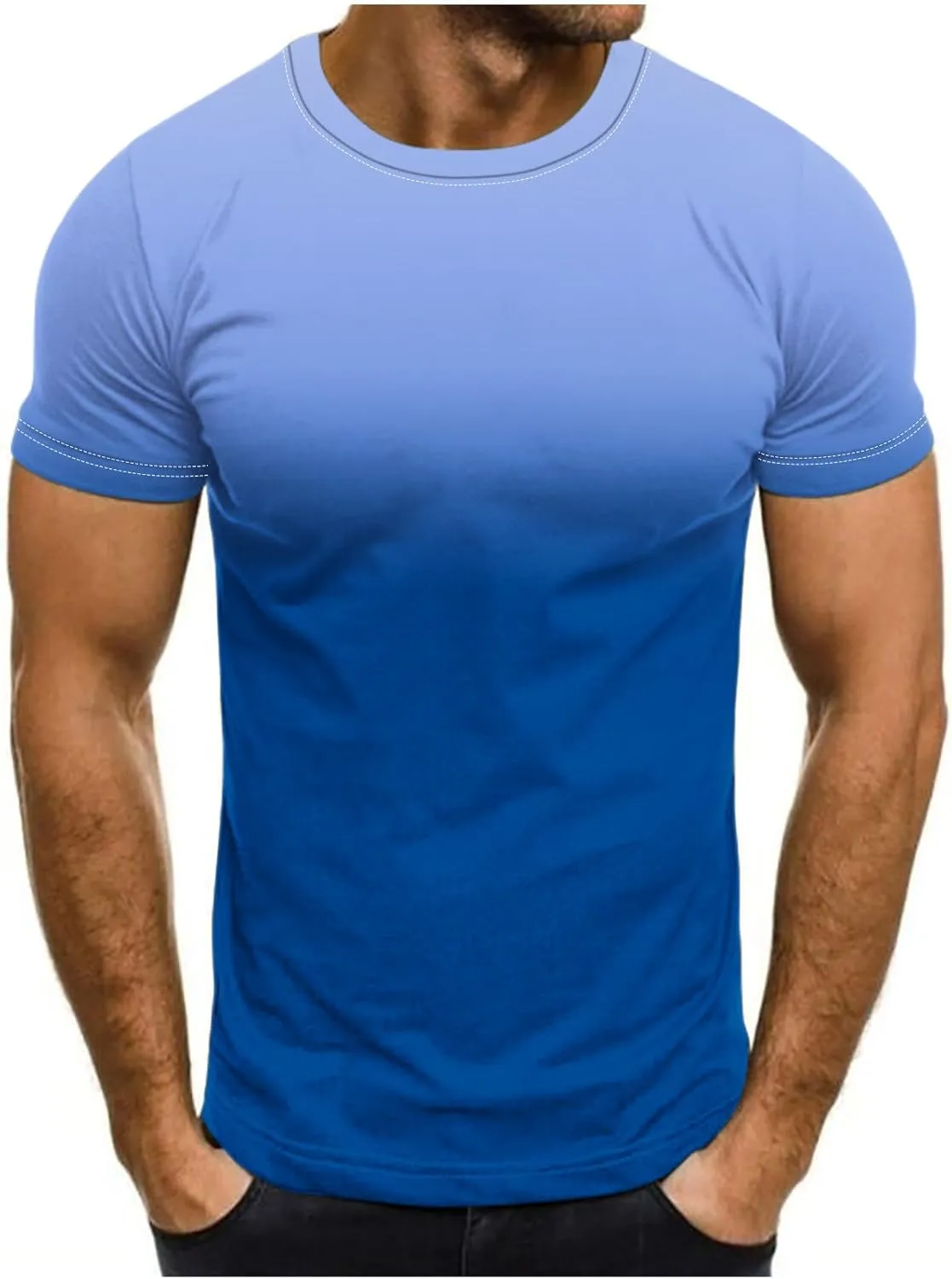Summer Shirts for Men Mens Summer T-Shirt Running Quick Drying Close Fit Tunic Short Sleeved Round Neck Plain Tops
