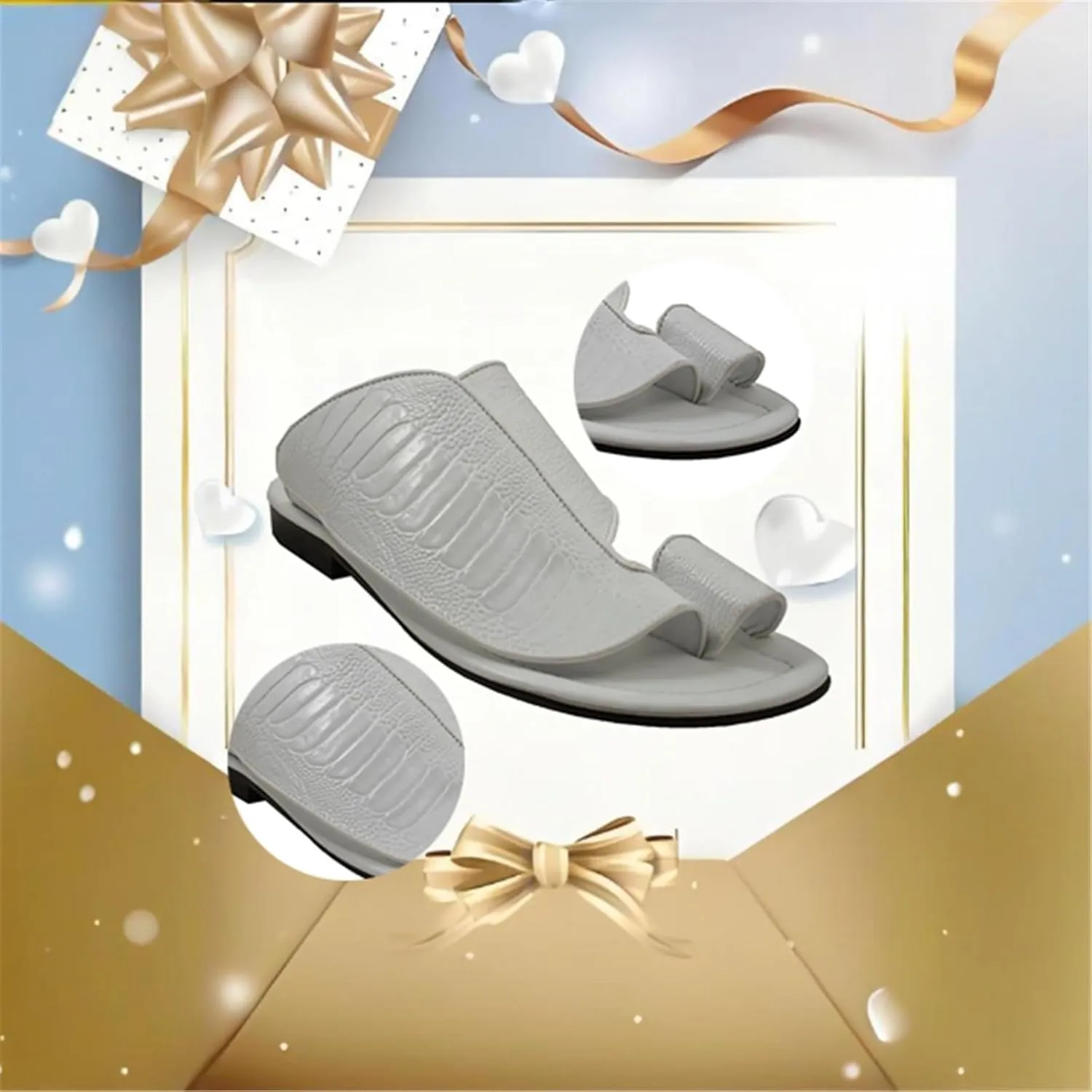 Summer Slip-On Leather Durable Bunion Relief Men's Walking Sandals, Snake Pattern Open Toe Non- Slip Breathable Plantar Fasciitis Slippers, for Dad on Christmas Birthday Fathers Day