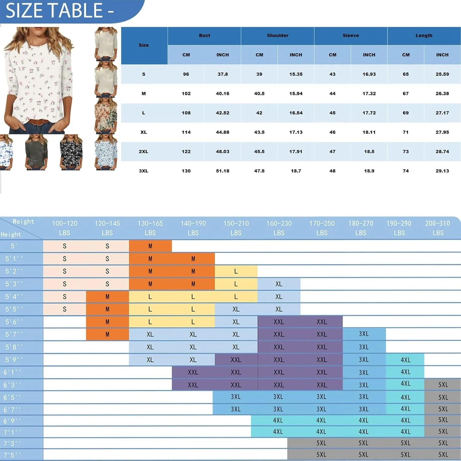 Summer Tops Round Neck 3/4 Sleeve Shirts Casual Trendy Blouses Cute Basic Tunic Loose Fit Daily Versatile Clothing