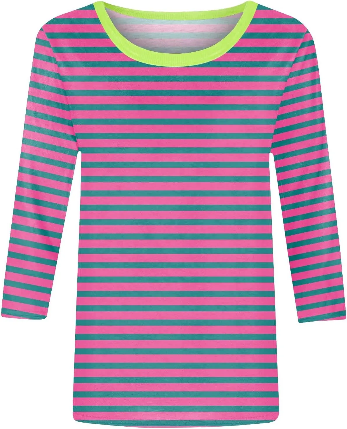 Summer Tops Round Neck 3/4 Sleeve Shirts Casual Trendy Blouses Cute Basic Tunic Loose Fit Daily Versatile Clothing