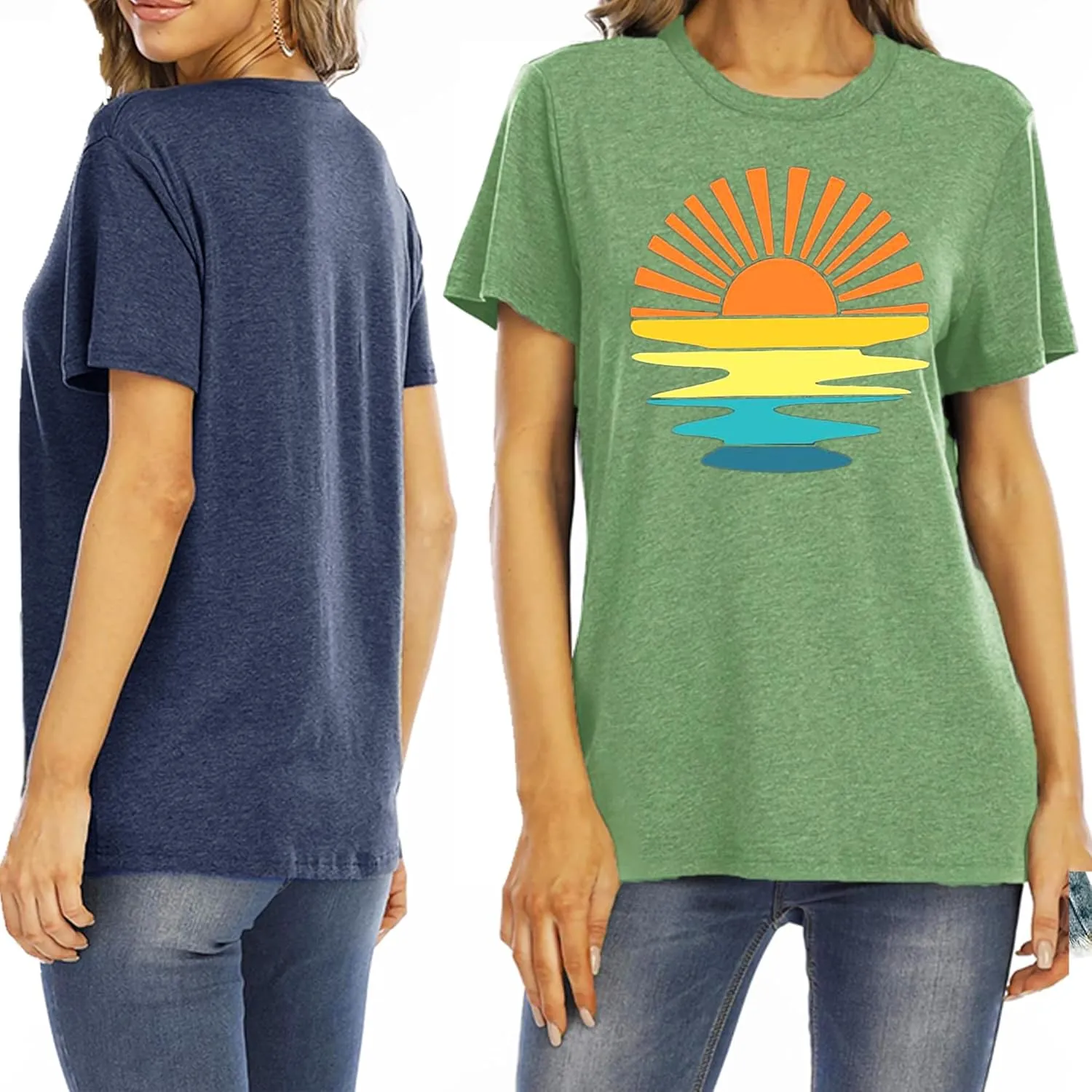 Sunrise Sunset Sunshine T Shirt for Women Outdoor Workout Hawaii Beach Sea Nature Adventure Tee Top