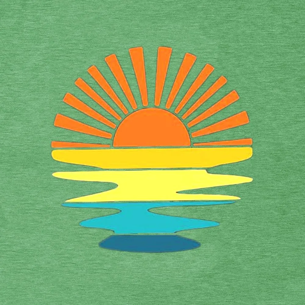 Sunrise Sunset Sunshine T Shirt for Women Outdoor Workout Hawaii Beach Sea Nature Adventure Tee Top