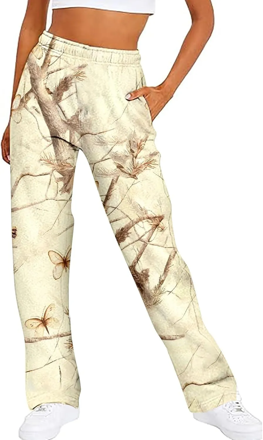 Sweat Suits for Womens Camo Hoodie 2 Piece Long Sleeve Crewneck Sweatshirts Wide Leg Sweatpants Matching Lounge Sets