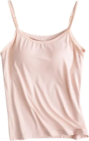 Tank Top with Built in Bra for Women Modal Padded Yoga Camisole Tanks Tops Spaghetti Strap Camisole Tank Top