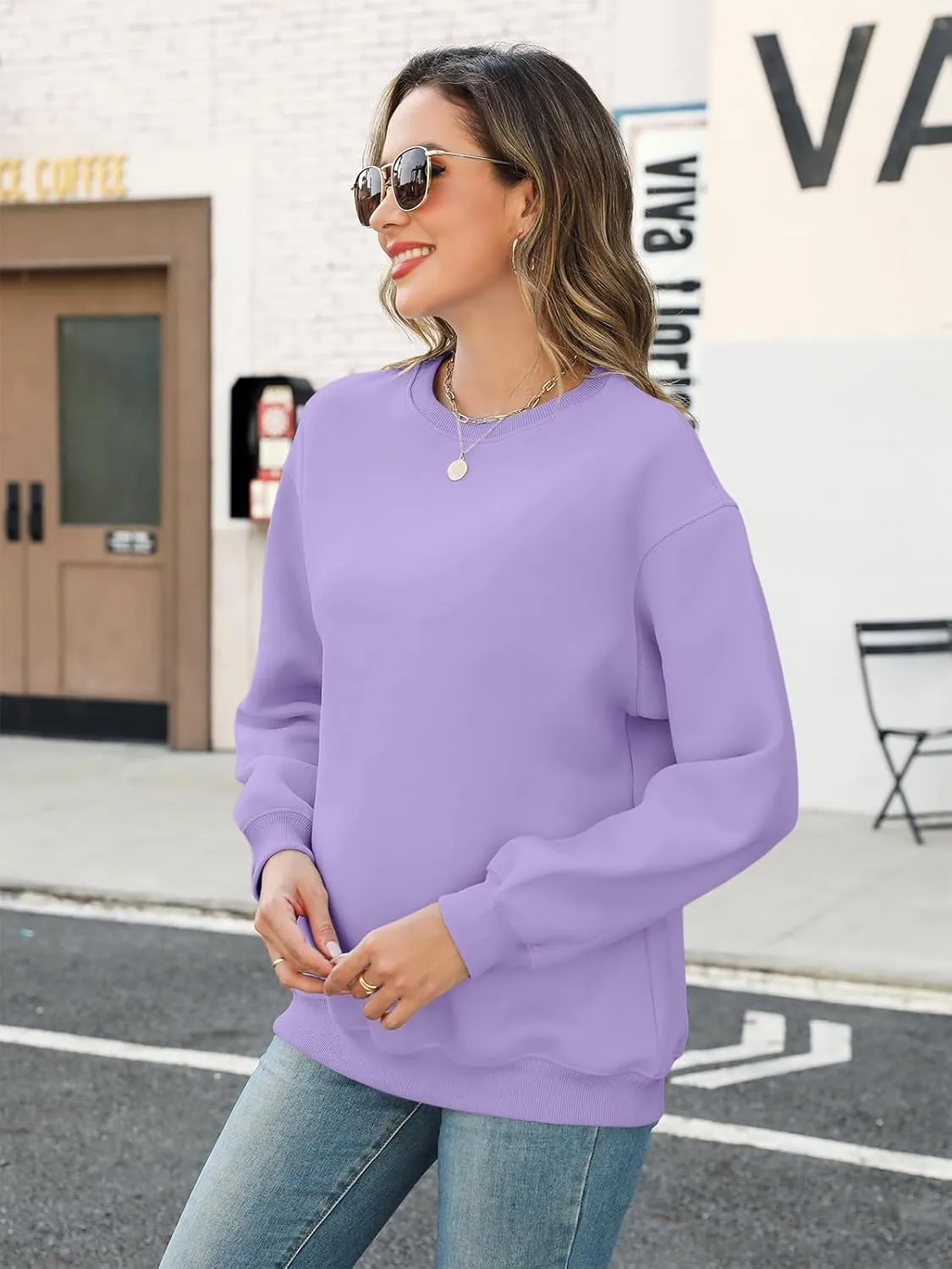 TICTICMIMI Women's Casual Crewneck Sweatshirts Long Sleeve Tops Loose Fit Fall Shirts
