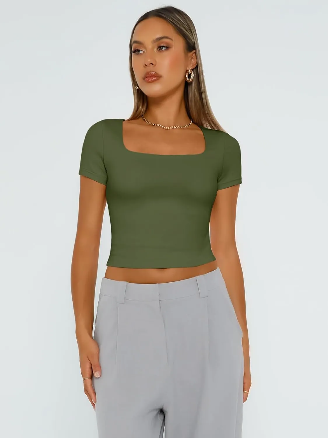 Trendy Queen Tshirts Shirts for Women Double Lined Going Out Crop Tops 2025 Spring Summer Workout Y2k Clothes Beach Fashion