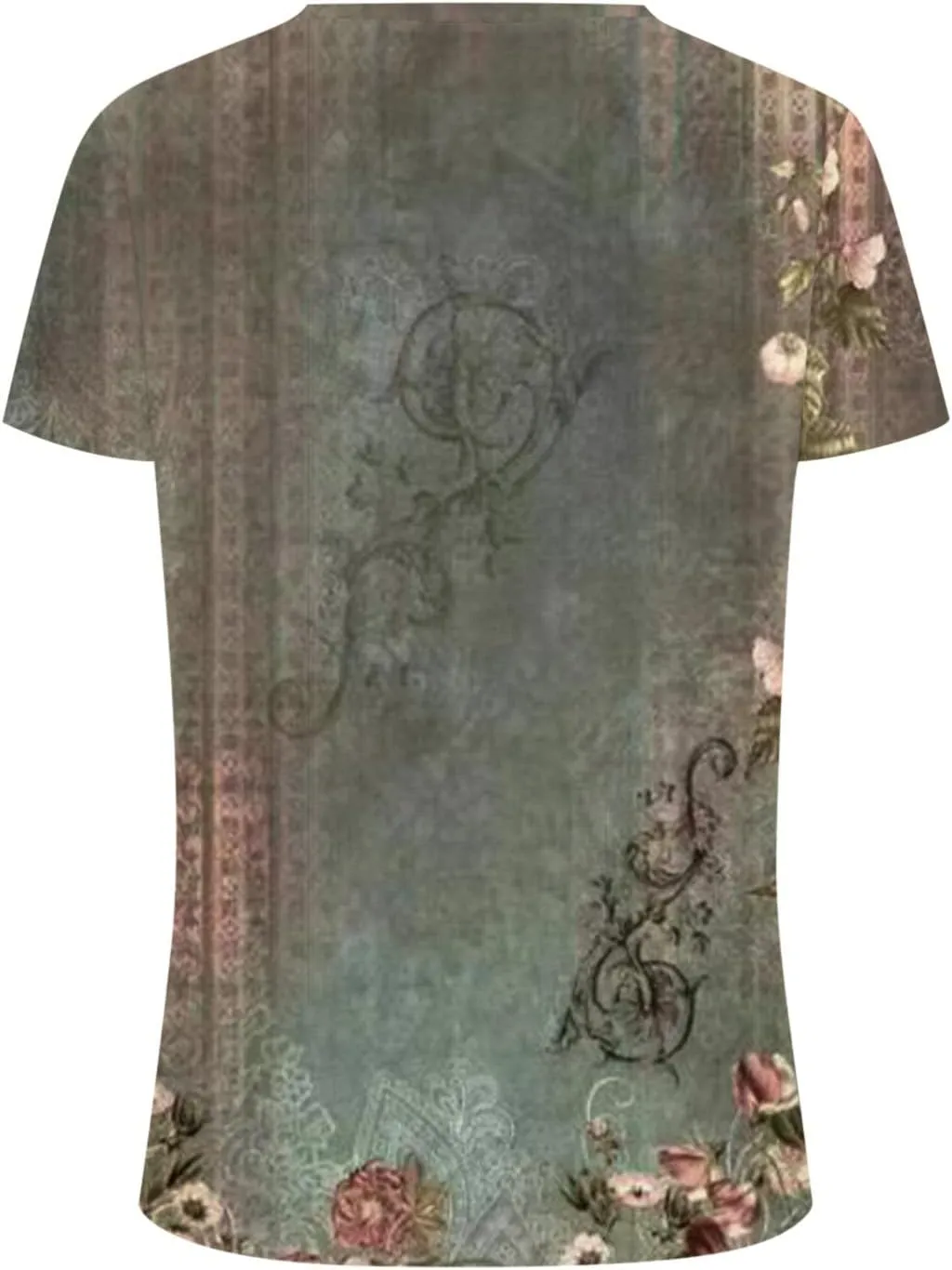 Trendy Tops for Women 2024 Cute Boho Floral Print Summer Shirts Casual Short Sleeve Graphic Tshirt Petite Blouse