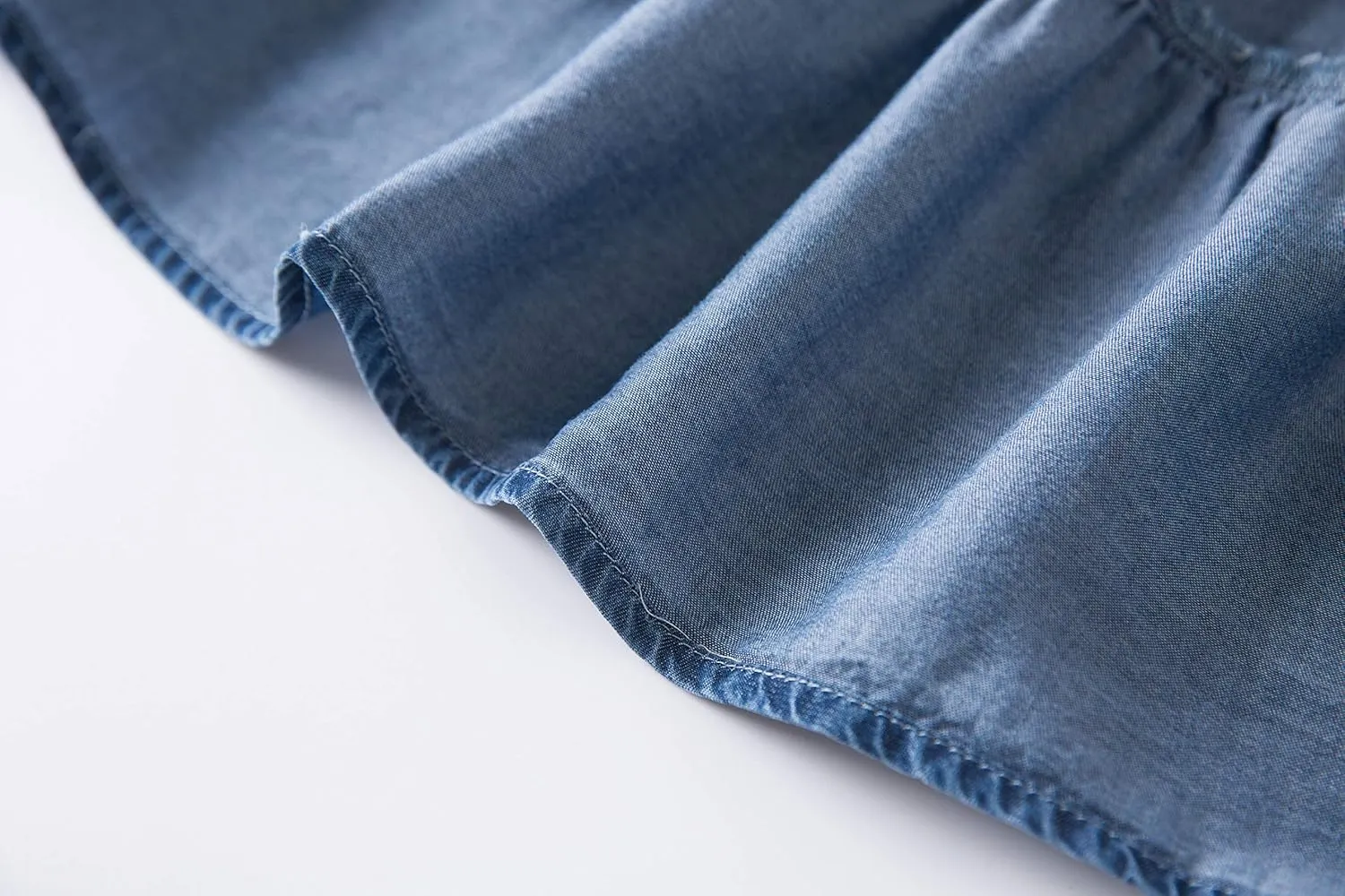 Tronjori Womens A Line Long Lightweight Tencel Denim Tiered Skirt with Multi Layers