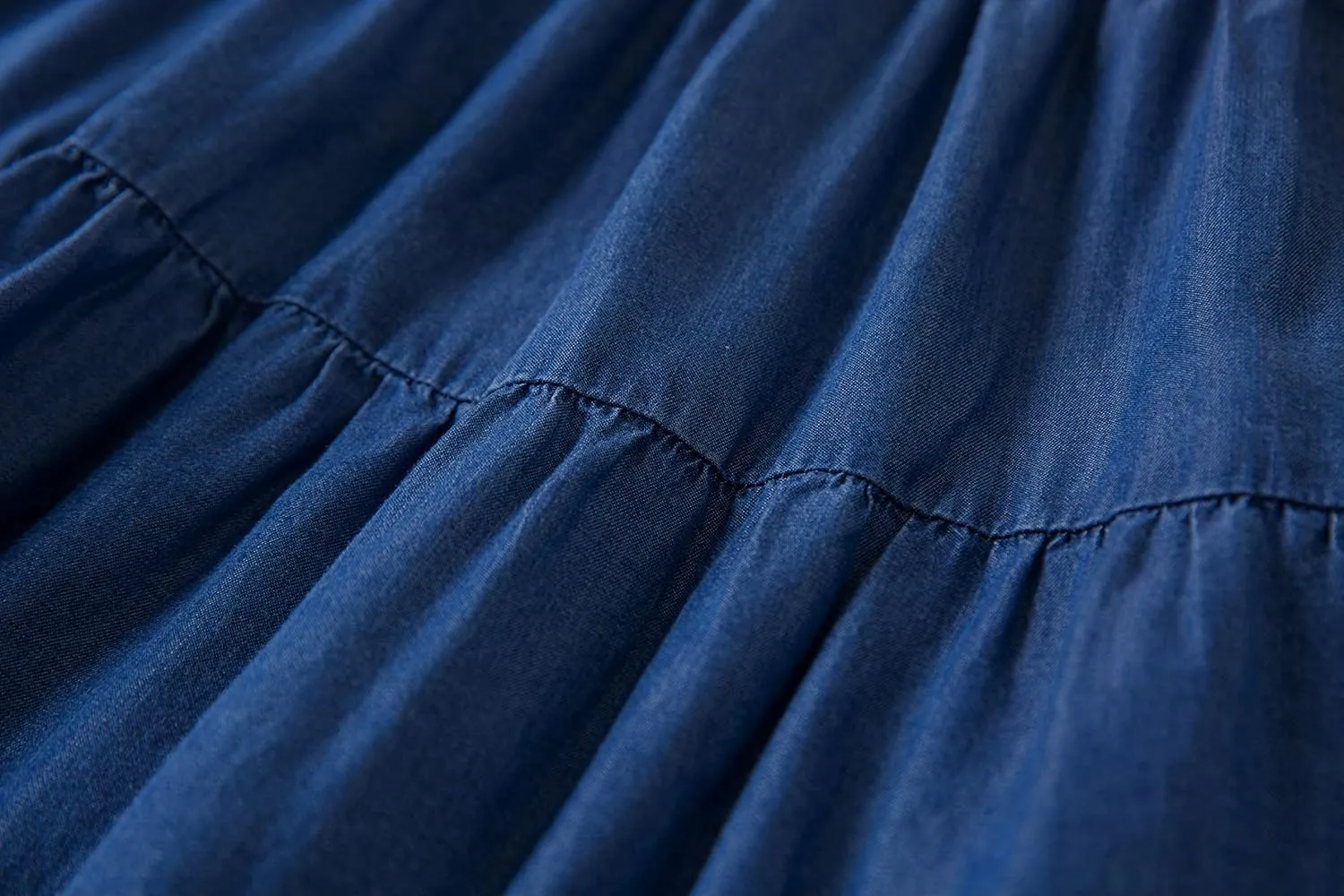 Tronjori Womens A Line Long Lightweight Tencel Denim Tiered Skirt with Multi Layers