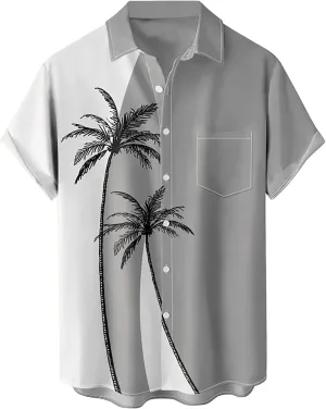 Tropical Shirts Button Down Holiday Casual Hawaiian Short Sleeve Men Loose Beach Shirts