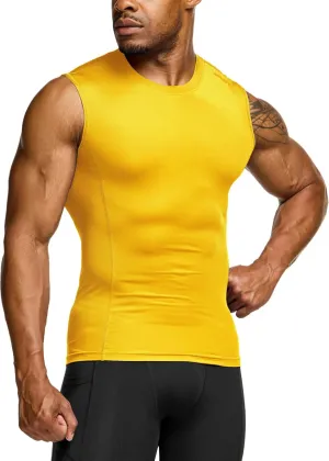 TSLA Men's Sleeveless Workout Shirts, Dry Fit Running Compression Cutoff Shirts, Athletic Training Tank Top