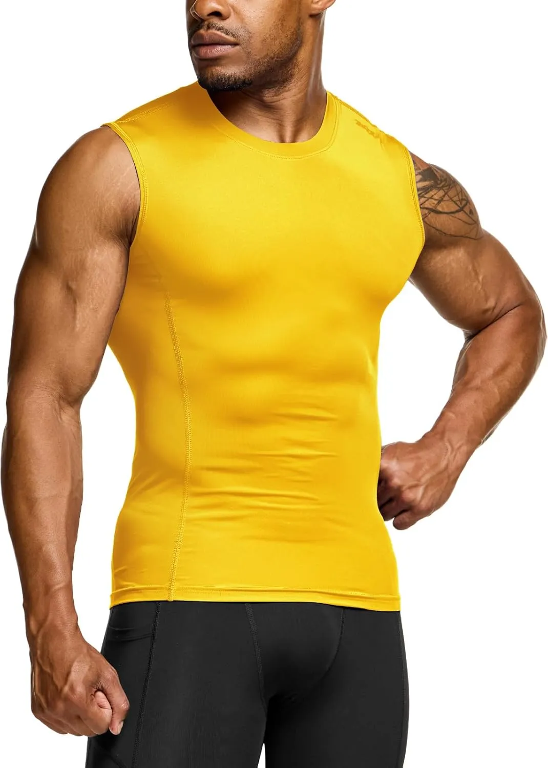 TSLA Men's Sleeveless Workout Shirts, Dry Fit Running Compression Cutoff Shirts, Athletic Training Tank Top