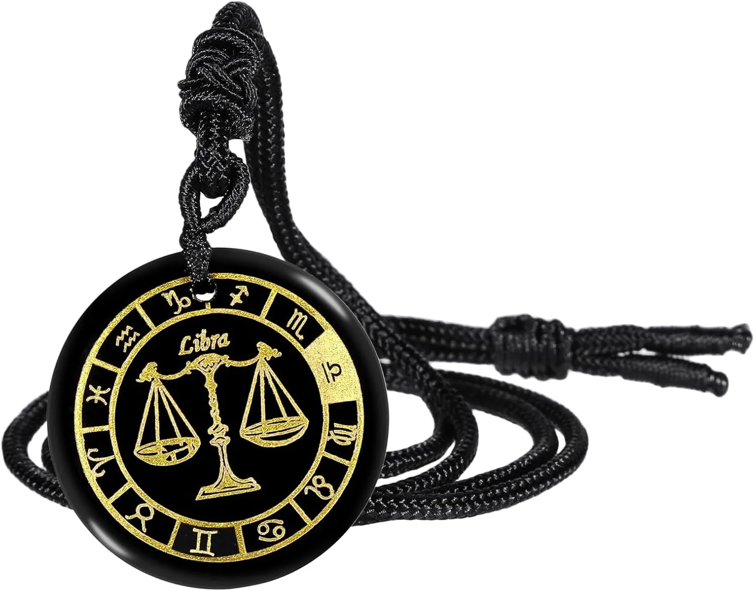 TUMBEELLUWA Constellation Necklace Black Obsidian Crystal Stone Pendant Amulet with Adjustable Cord