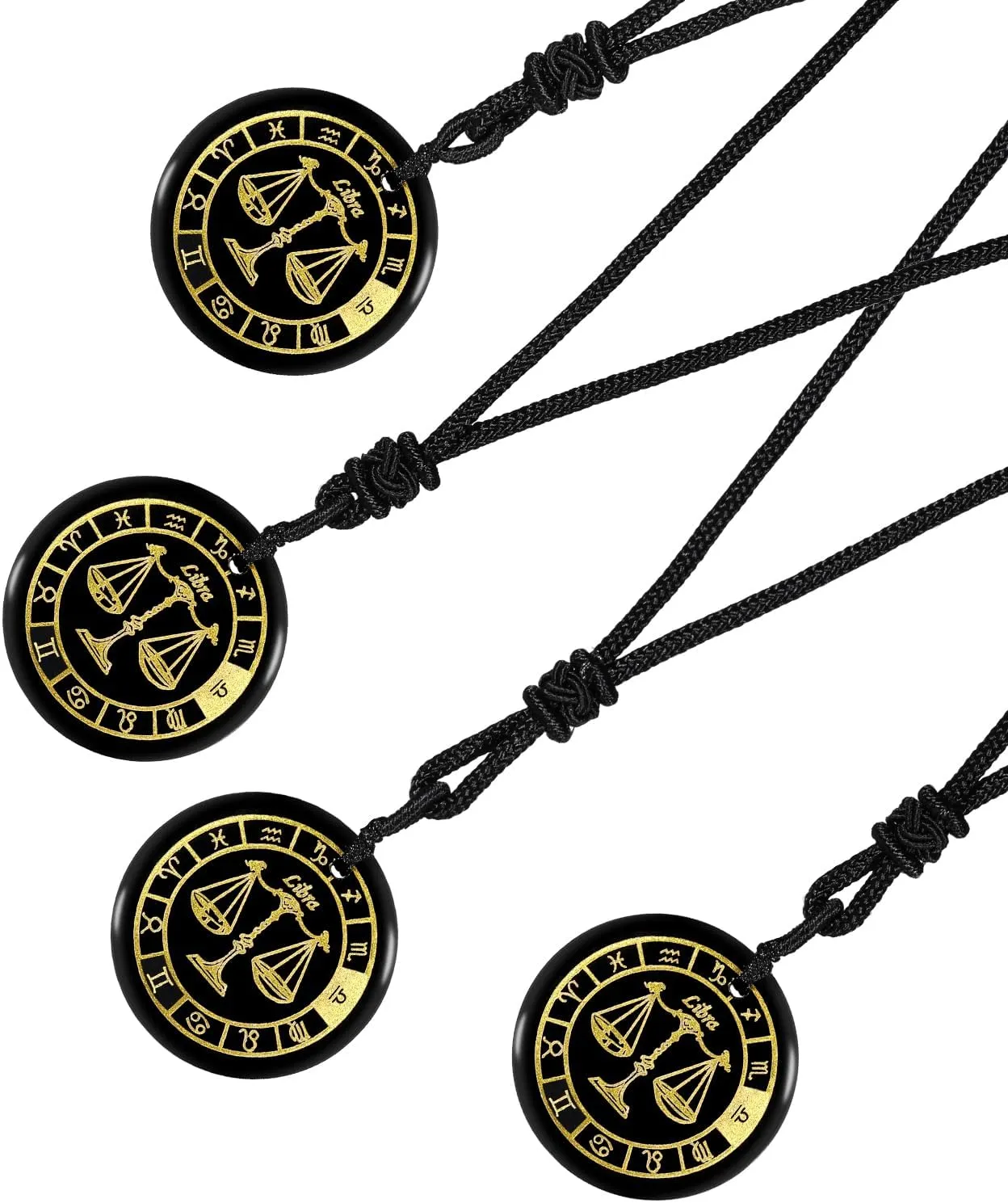 TUMBEELLUWA Constellation Necklace Black Obsidian Crystal Stone Pendant Amulet with Adjustable Cord