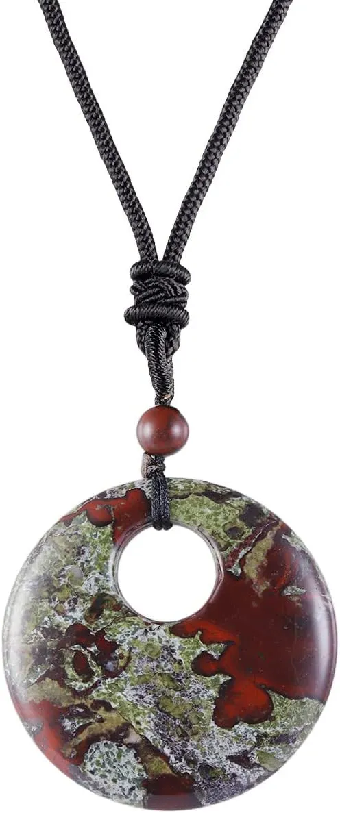 TUMBEELLUWA Crystal Peace Buckle Pendant Necklace for Man for Women Lucky Coin Stone Pendant with Adjustable Cord