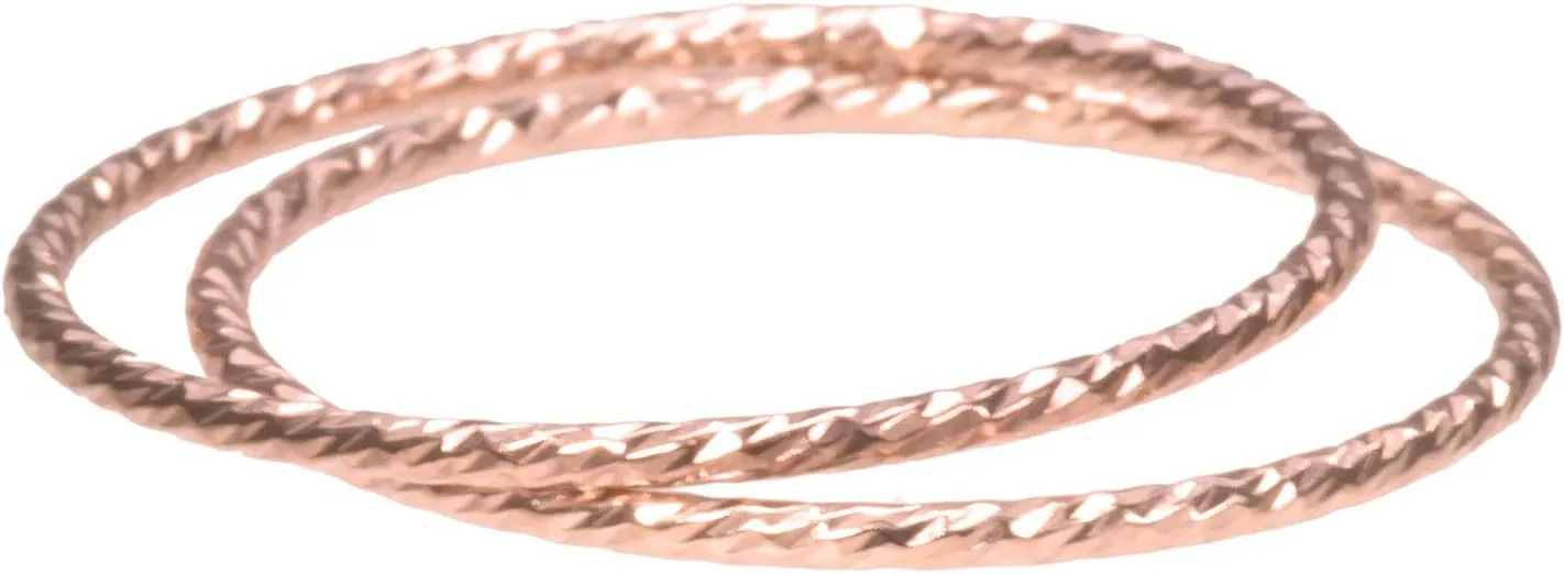 uGems 2 14K Rose Gold Filled Sparkle Stacking Ringss Assorted Sizes