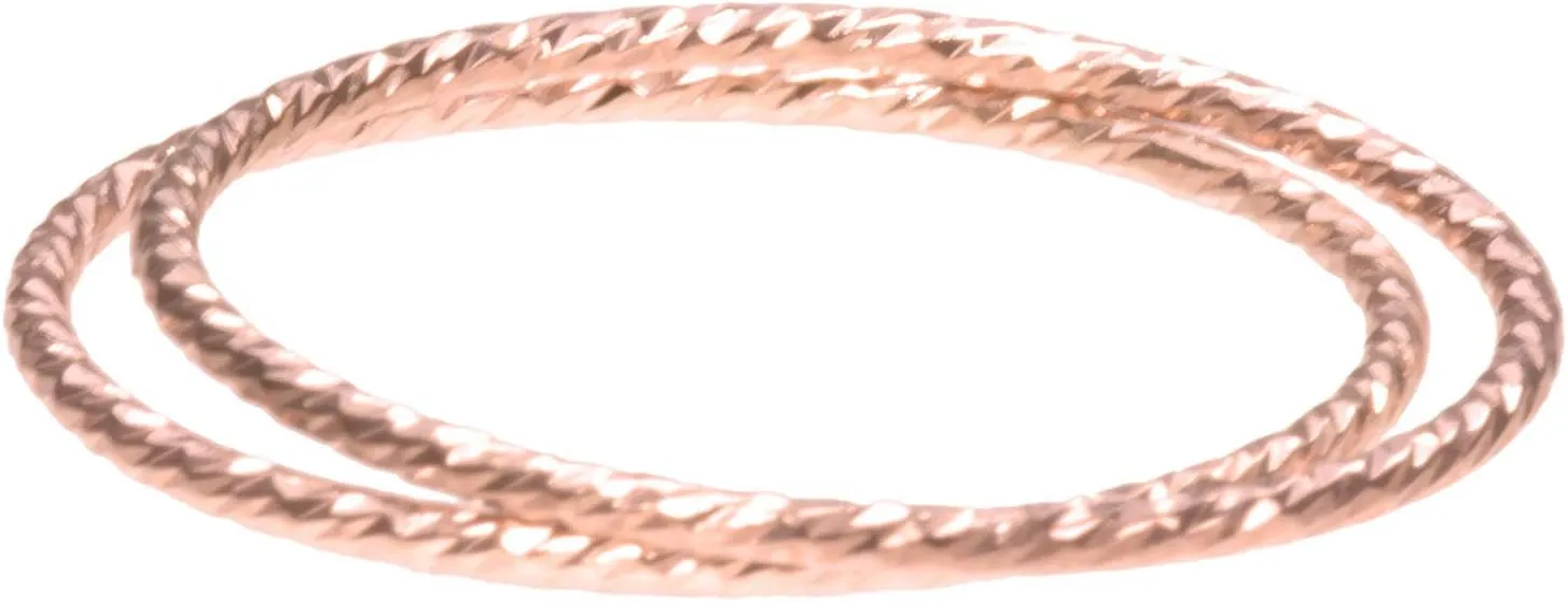 uGems 2 14K Rose Gold Filled Sparkle Stacking Ringss Assorted Sizes