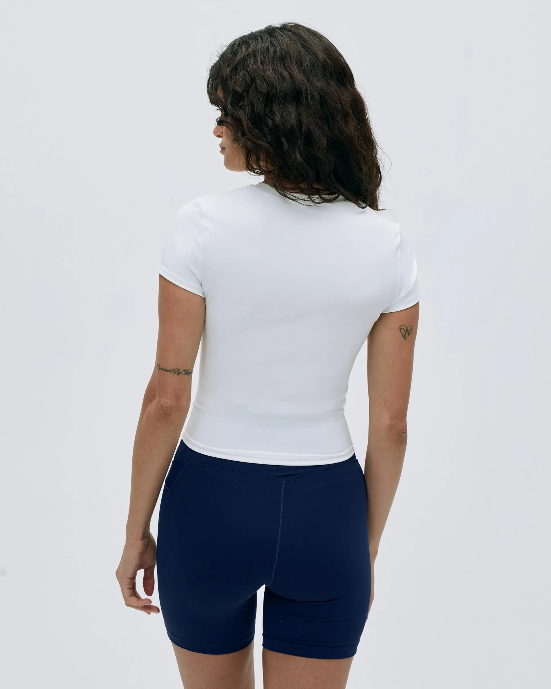 Ultimate Curved Hem Short Sleeve Top - White