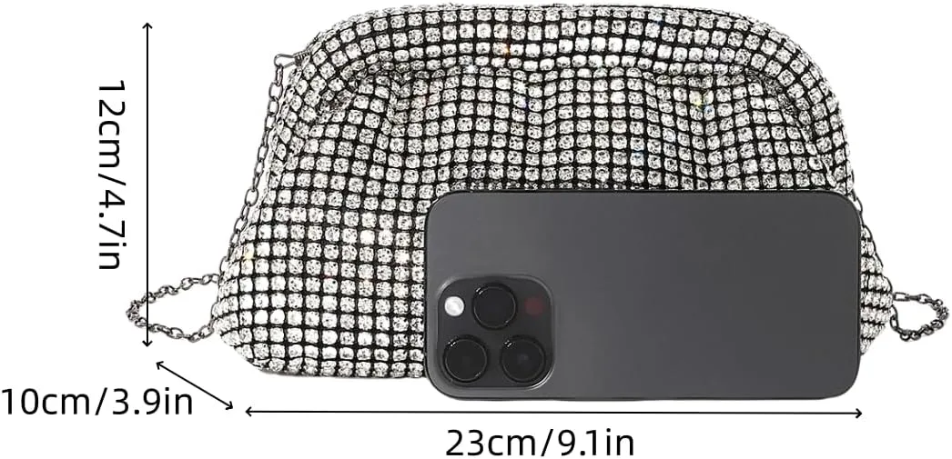 UMREN Rhinestones Clutch Purse for Women - Sparkly Rhinestones Pouch Evening Handbag Crystal Clutch Diamond Crossbody Bag