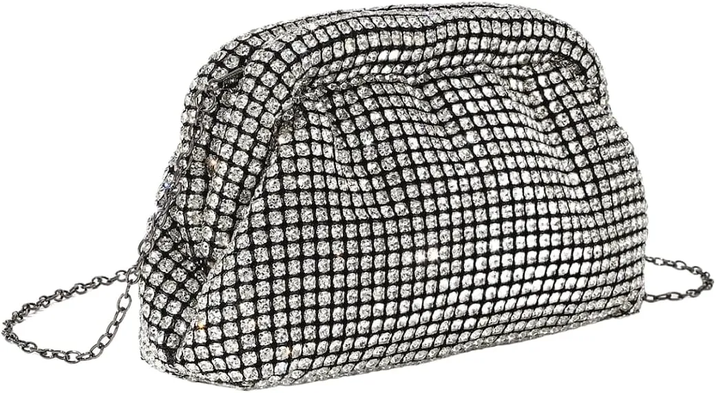 UMREN Rhinestones Clutch Purse for Women - Sparkly Rhinestones Pouch Evening Handbag Crystal Clutch Diamond Crossbody Bag