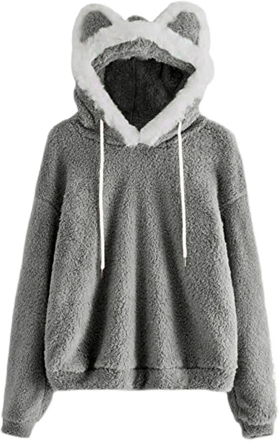 Unisex Hoodies Cat Ear Hooded Sweater Coats Long Sleeve Hoodies Sweatshirt Blouse Pullover Outwear for Women Men