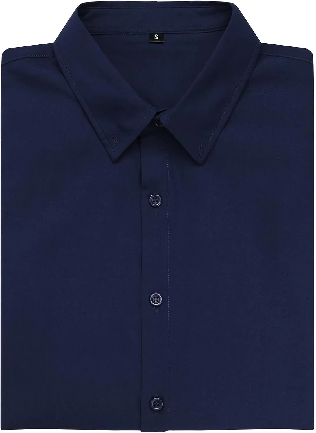 URRU Men's Muscle Dress Shirts Slim Fit Stretch Long&Short Sleeve Casual Button Down Shirt