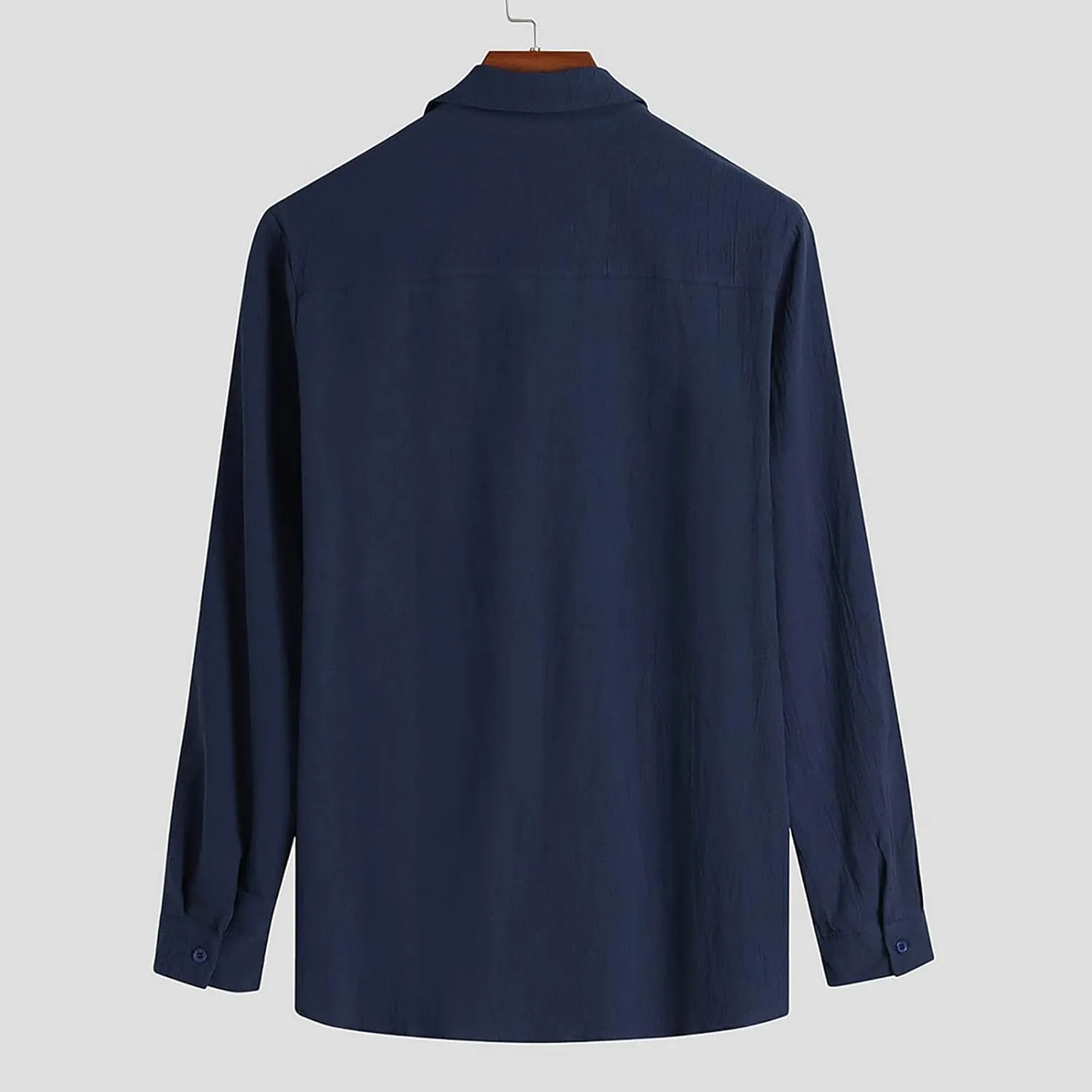 utcoco Men's Linen Long Sleeve Button Down Shirts Solid Casual Slim Fit T-Shirts