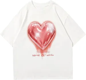 Vamtac Oversized Graphic Tees Vintage Love Balloon Printed Casual Streetwear Tops Summer Cotton T Shirts Y2k Unisex