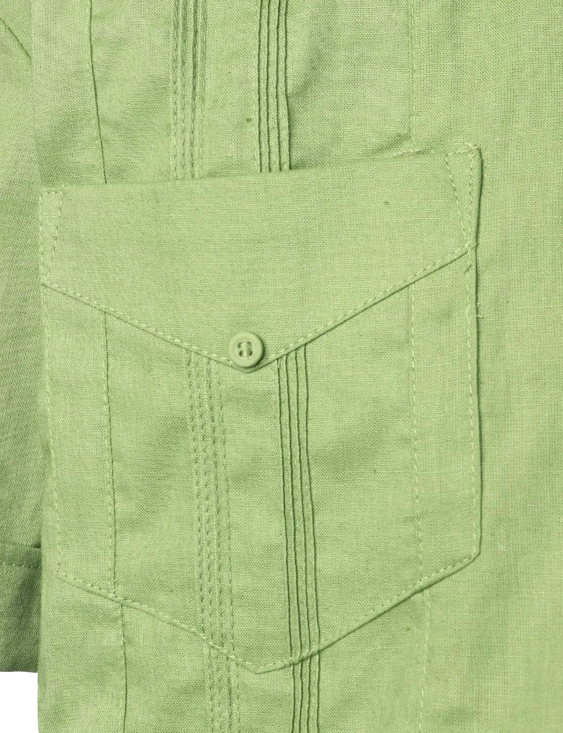 VATPAVE Mens Linen Cuban Guayabera Shirts Casual Button Down Short Sleeve Summer Shirts