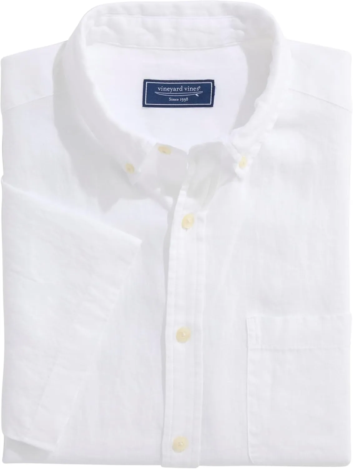 vineyard vines Men's Surfside Solid Linen Short Sleeve Shirt