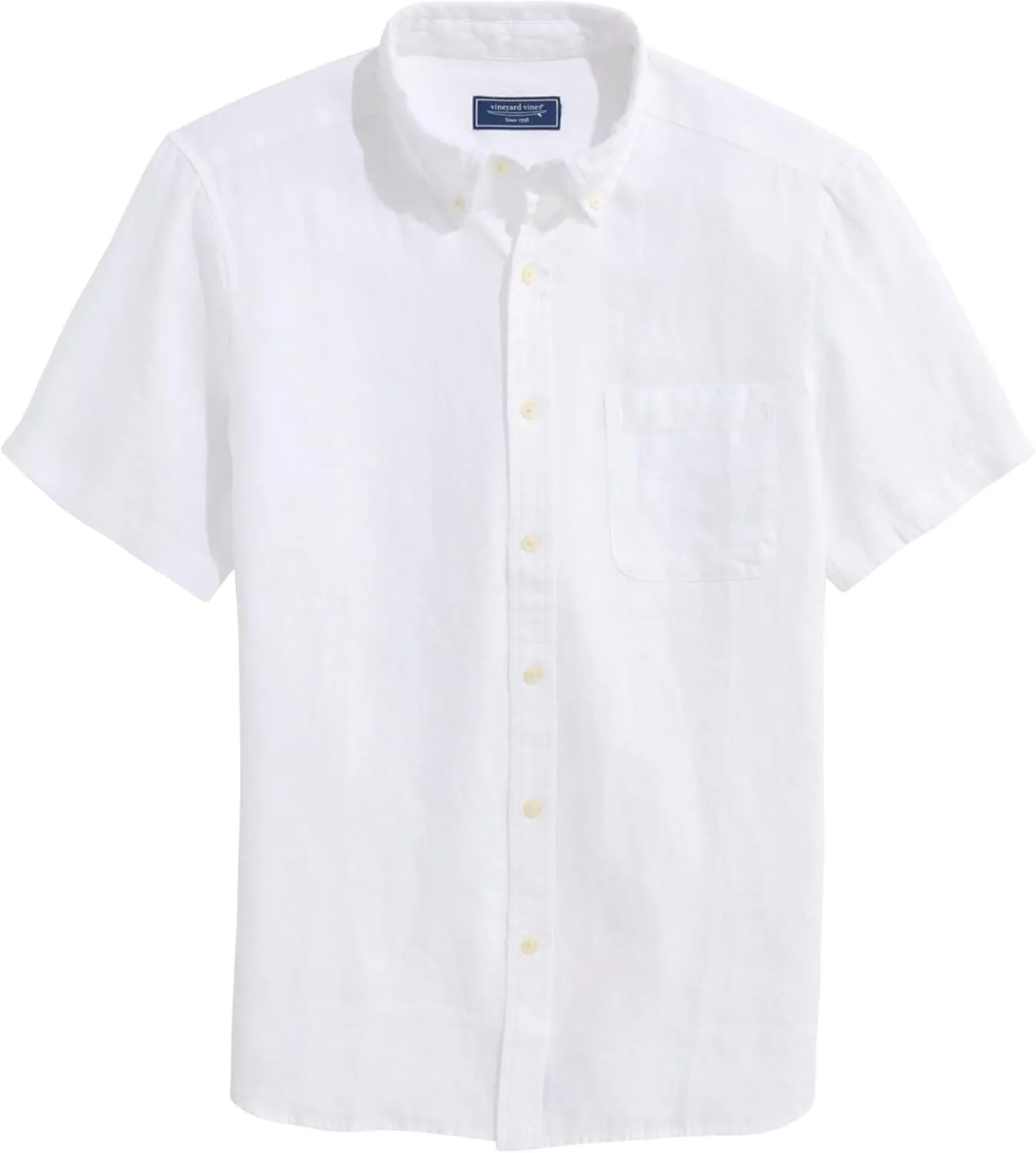 vineyard vines Men's Surfside Solid Linen Short Sleeve Shirt