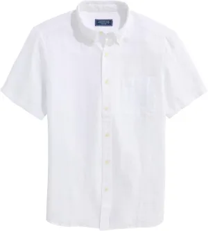 vineyard vines Men's Surfside Solid Linen Short Sleeve Shirt