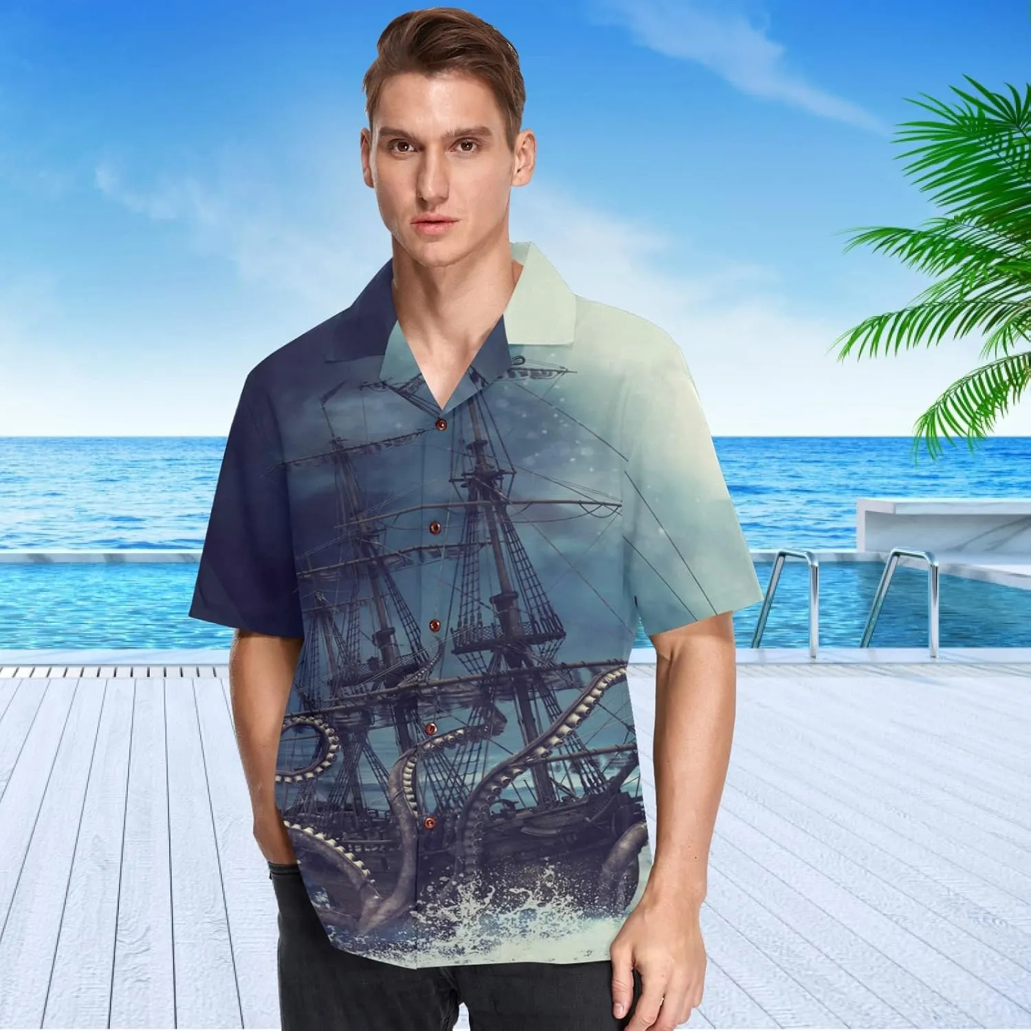 visesunny Hawaiian Shirts for Men Short Sleeve Aloha Beach Shirt Floral Summer Casual Button Down Shirts
