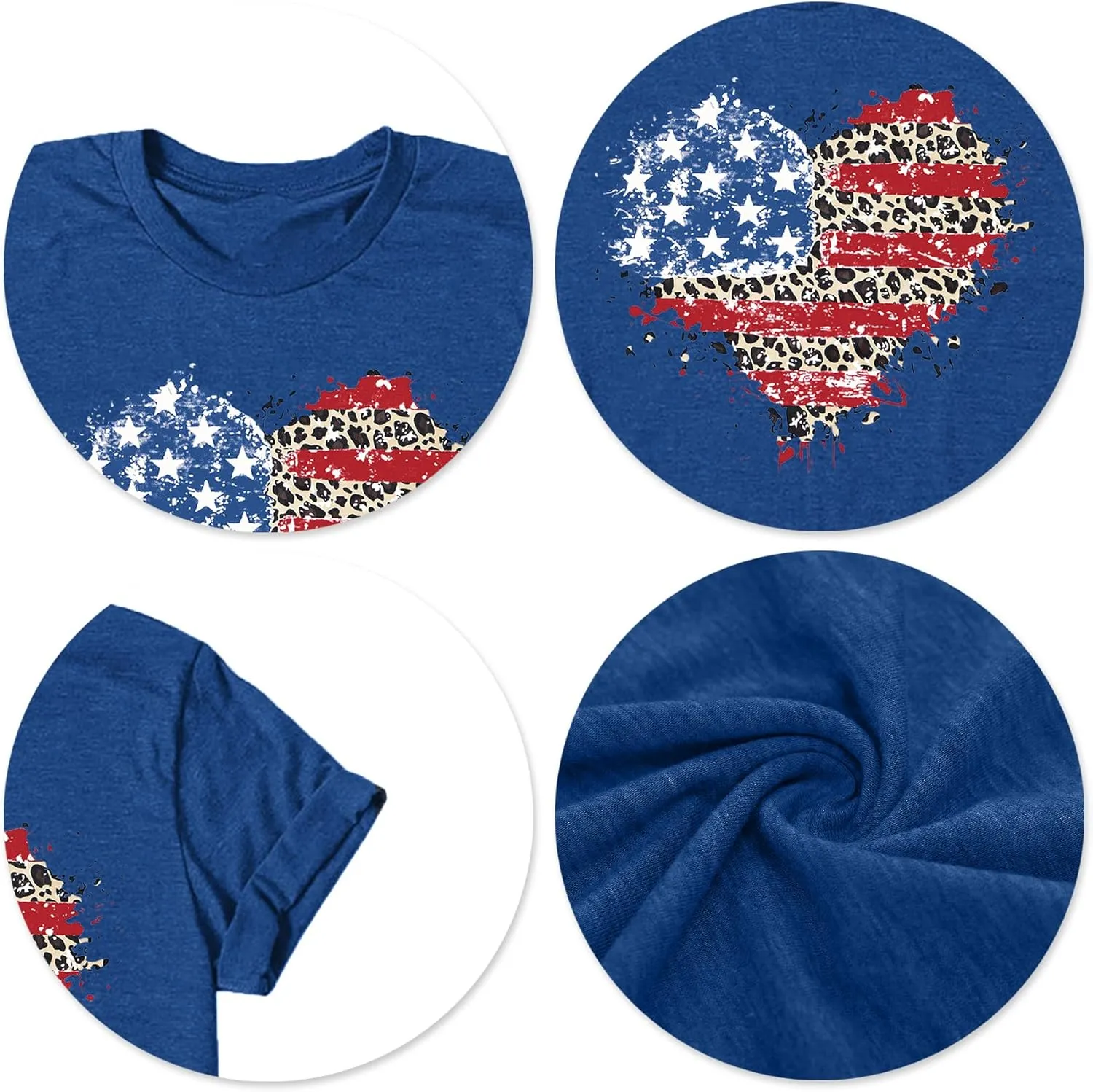 VVNTY American Flag Heart Shirt Women Patriotic T-Shirt 4th of July Graphic Tees Shirts USA Flag Star Stripe Tops