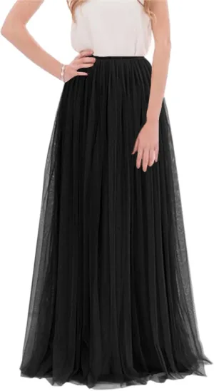 WDPL 3 Layers Soft Tulle Skirt Maxi Long Bridal Wedding Skirts for Women