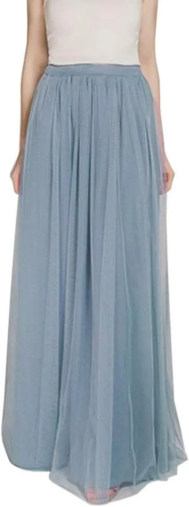 WDPL 3 Layers Soft Tulle Skirt Maxi Long Bridal Wedding Skirts for Women