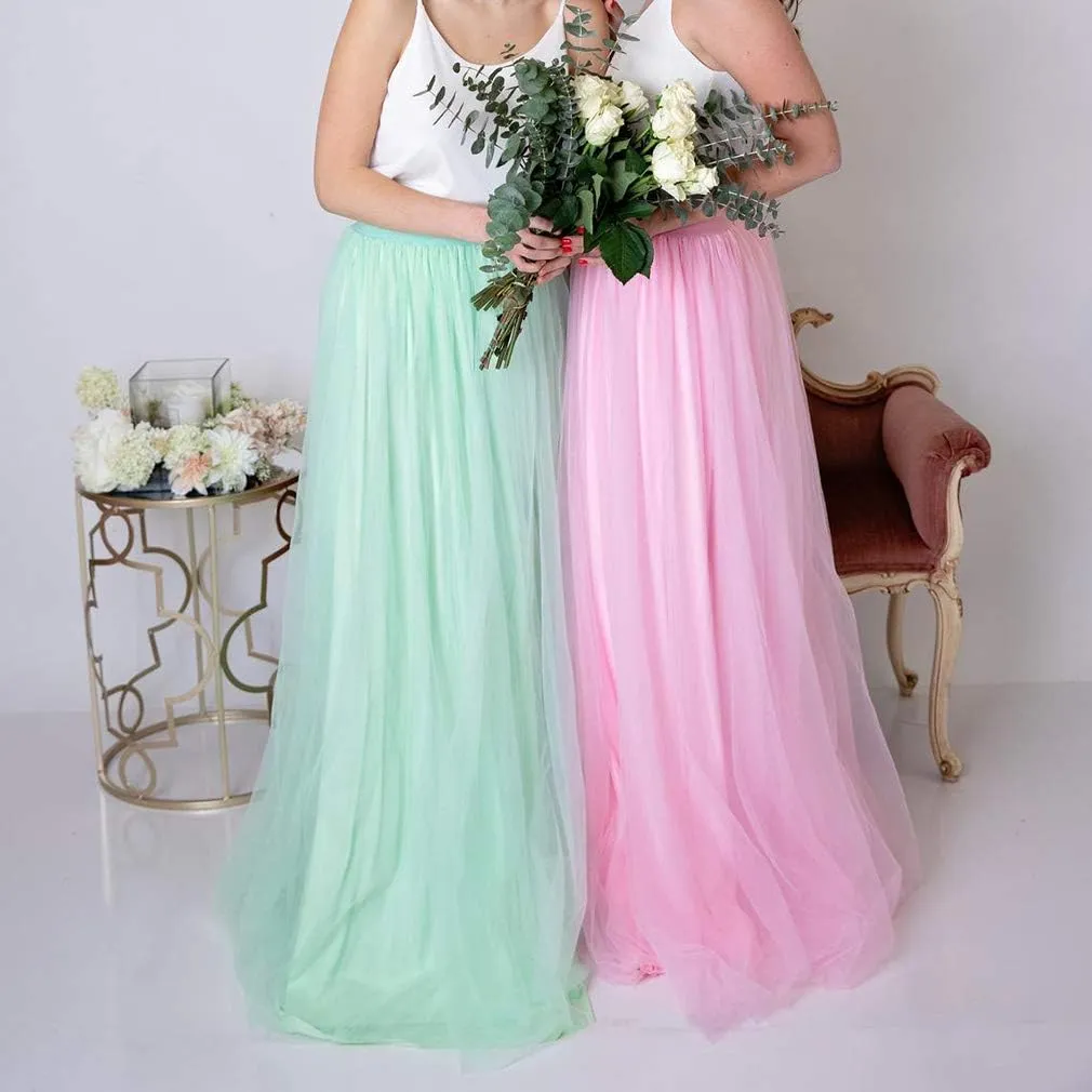 WDPL 3 Layers Soft Tulle Skirt Maxi Long Bridal Wedding Skirts for Women