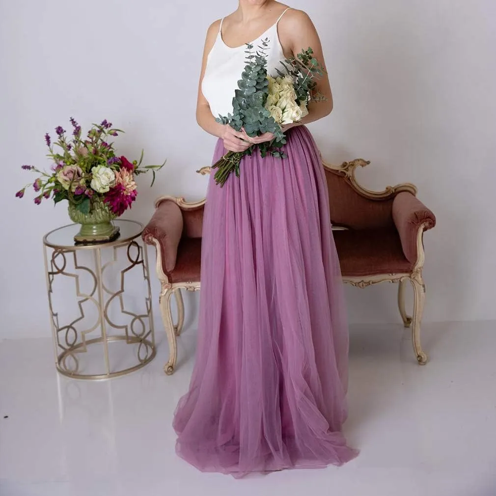 WDPL 3 Layers Soft Tulle Skirt Maxi Long Bridal Wedding Skirts for Women