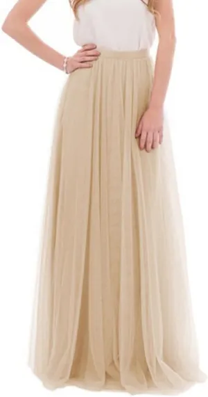 WDPL 3 Layers Soft Tulle Skirt Maxi Long Bridal Wedding Skirts for Women