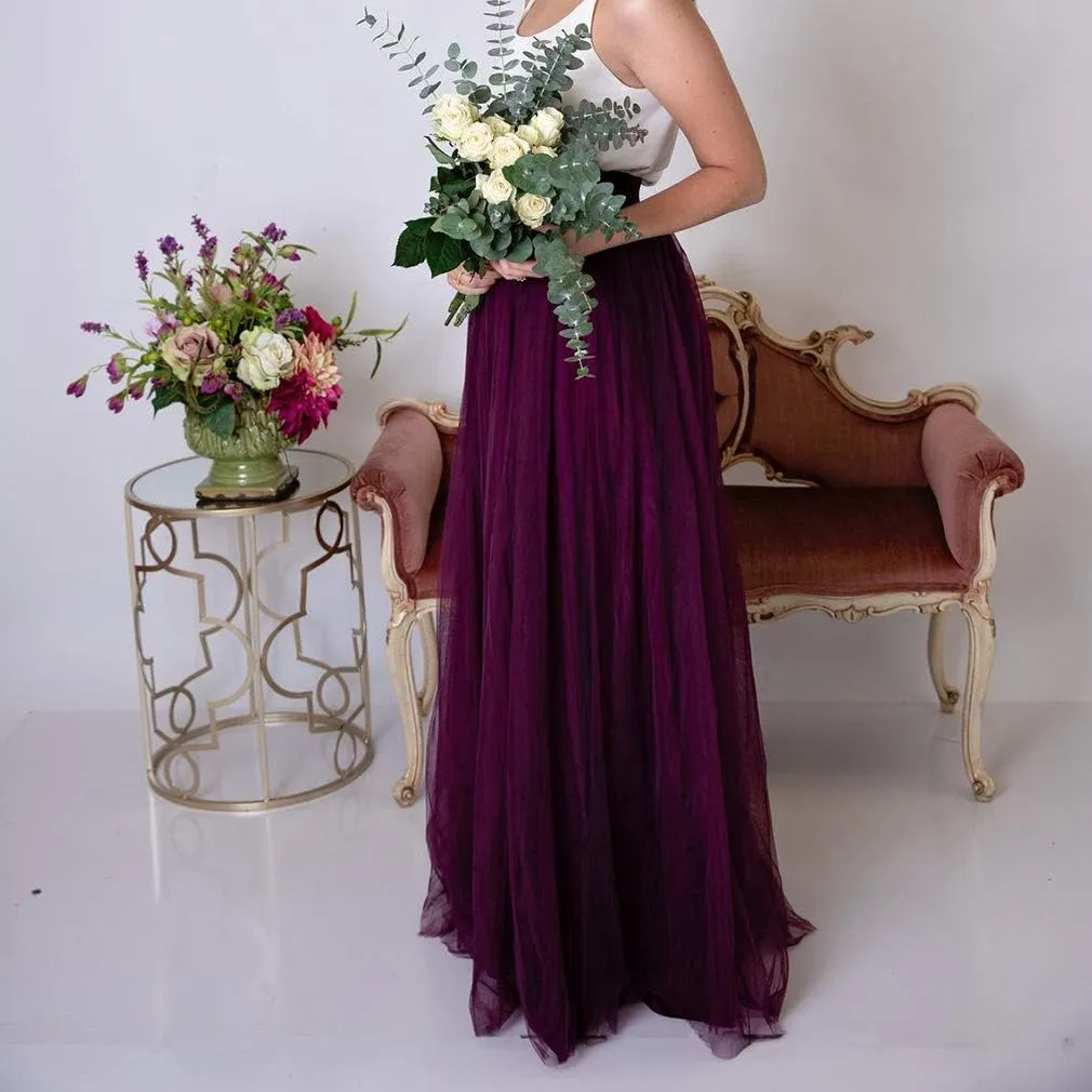 WDPL 3 Layers Soft Tulle Skirt Maxi Long Bridal Wedding Skirts for Women