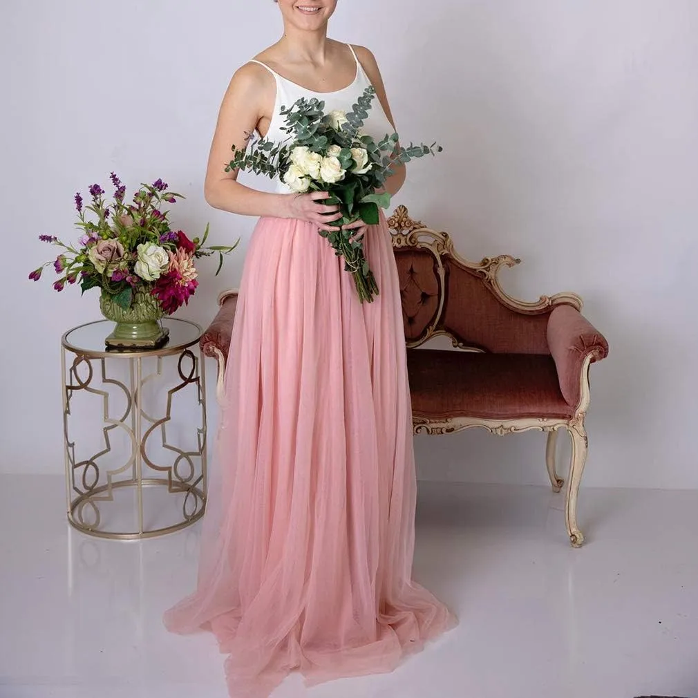 WDPL 3 Layers Soft Tulle Skirt Maxi Long Bridal Wedding Skirts for Women