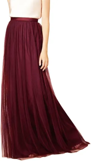 WDPL 3 Layers Soft Tulle Skirt Maxi Long Bridal Wedding Skirts for Women
