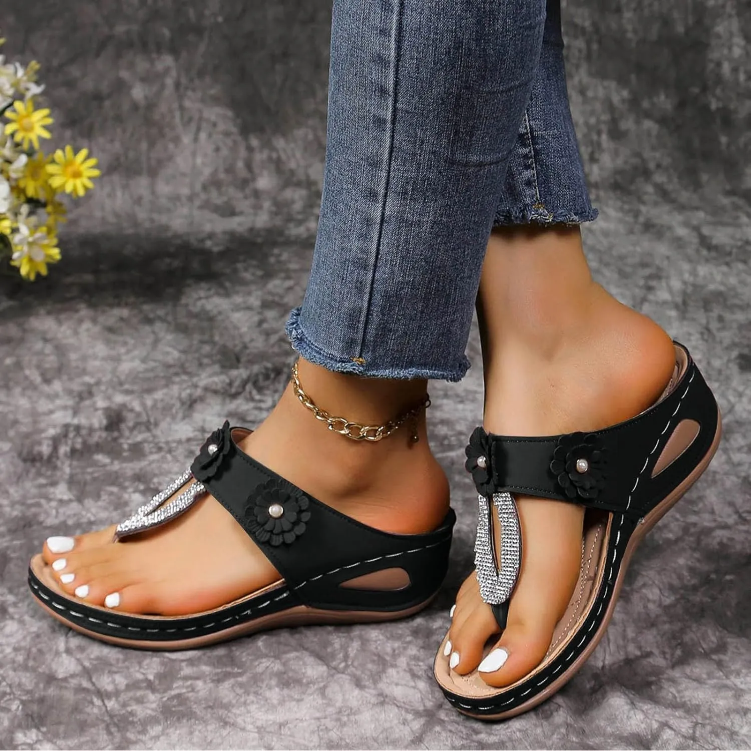 Wedge Sandals for Women Summer Comfortable Sandals 2025 Orthopedic Sandals with Arch Support Flip Flops Soft Sandals
